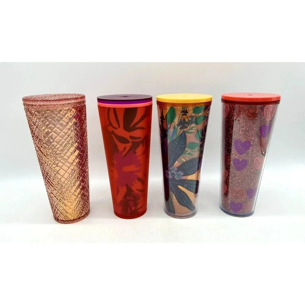 4 Starbucks 24oz Tumbler Valentine's Day Diamond Studded Floral Venti Summer - Picture 8 of 14